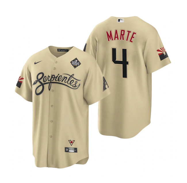 Men's Arizona Diamondbacks #4 Ketel Marte Gold City Connect Cool Base Stitched Baseball Jersey